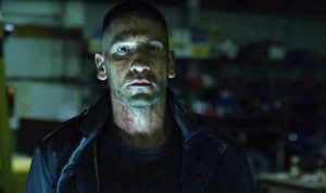 The Punisher, covered in blood.