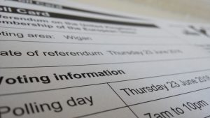 A polling card for Britain's Brexit vote.