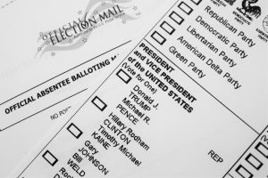 A ballot for the us 2016 election.