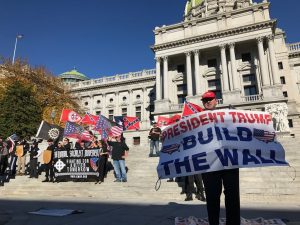 Trump supporters protesting in Pennsylvania.
