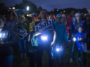 Demonstrators at a Charlottesville vigil