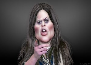 A caricature of Sarah Sanders