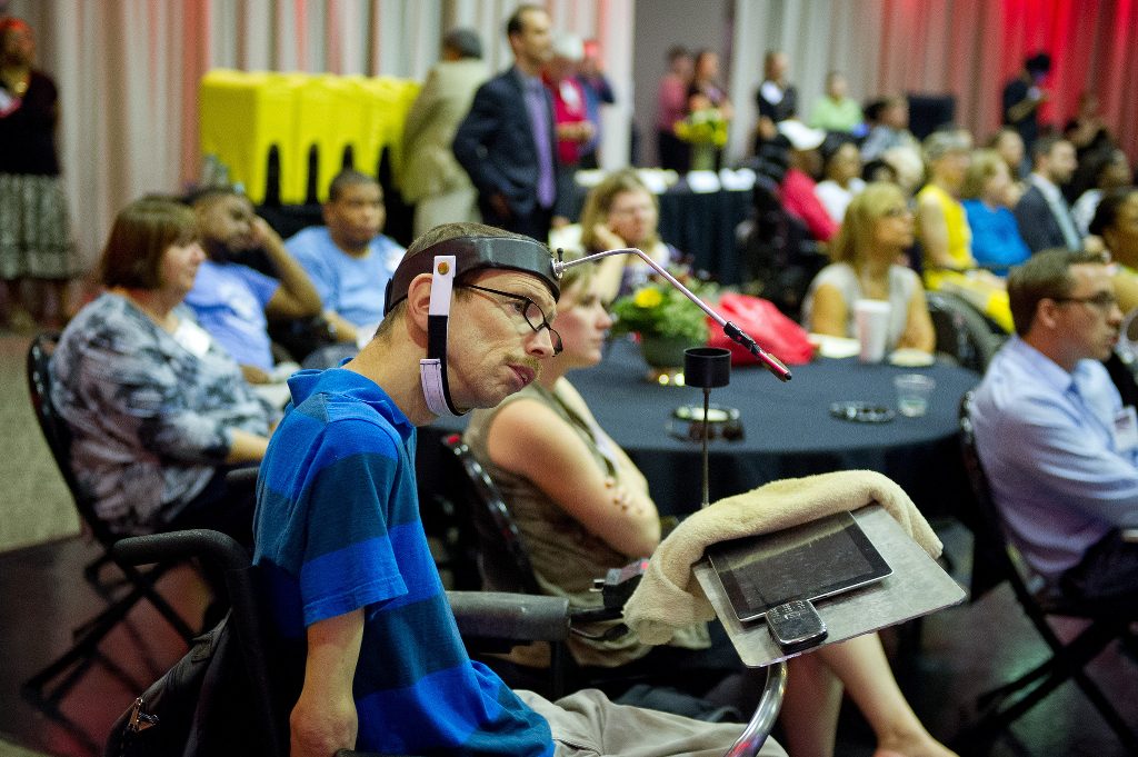 Disabled people at an event celebrating the ADA.