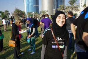 Arab youth at a climate protest in Qatar.