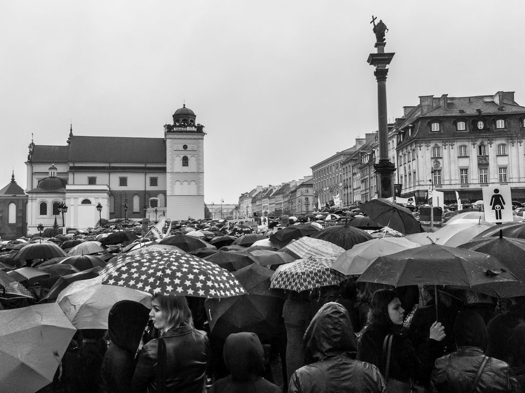 People protesting for abortion rights in Poland.