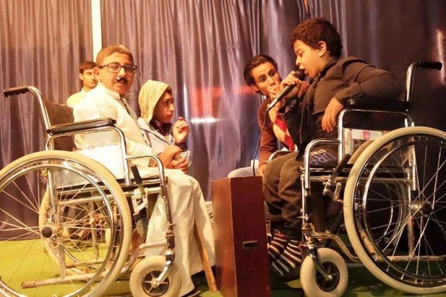 Disabled children on stage