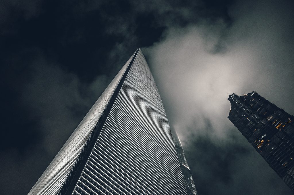 Looming skyscrapers in Shanghai