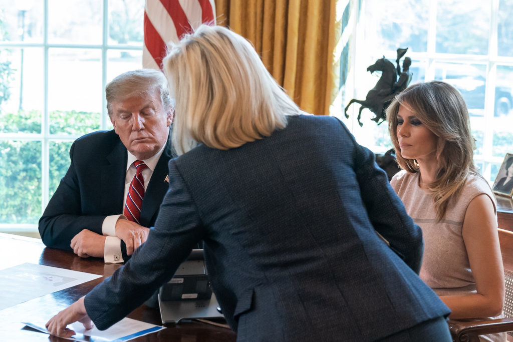 kirstjen nielsen in the white house with donald and melania trump