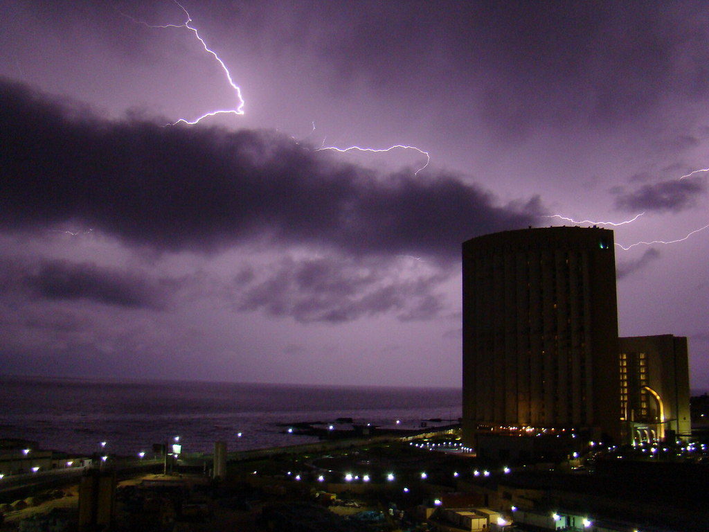 a lightning storm over tripoli