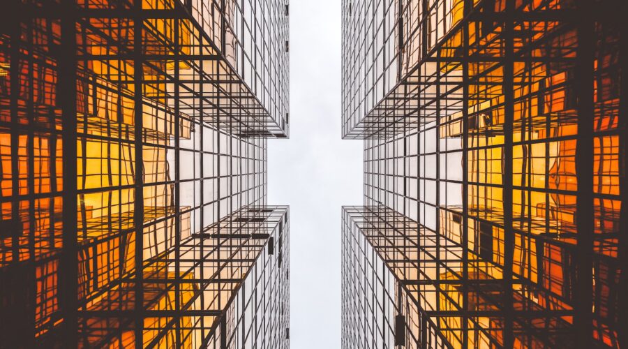 Orange reflective architecture