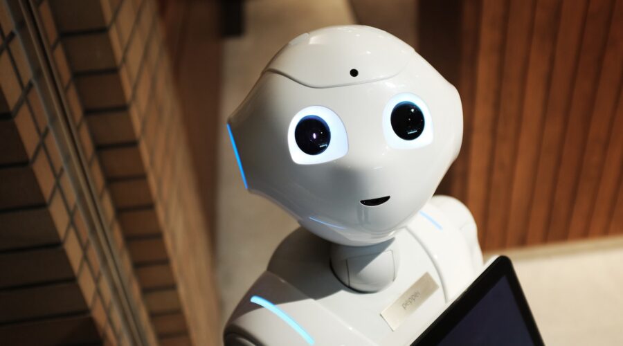 White robot with human features