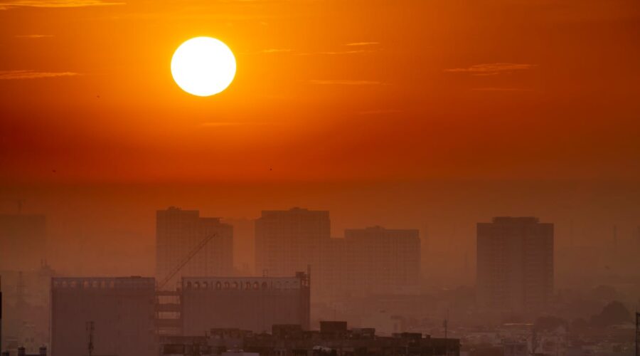 sunset sky over city
